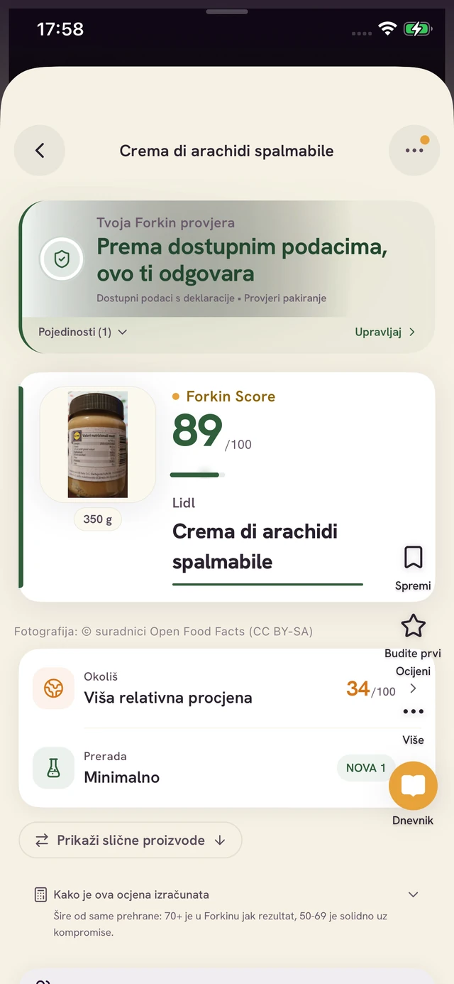 Zaslon aplikacije Forkin: Skenirajte je