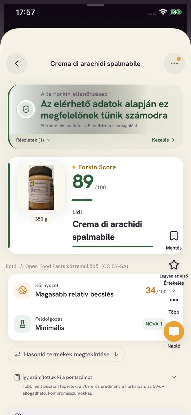 Forkin alkalmazásképernyő: Olvasd be