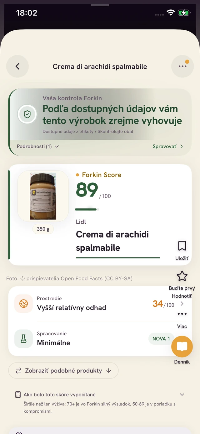 Obrazovka aplikácie Forkin: Naskenujte ju