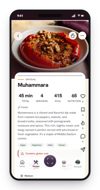 Recipes wired to real, scored products